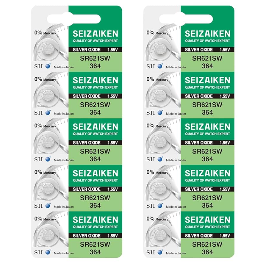 セル Amazon.com: Seizaiken 364 SR621SW 1.55V 0% Hg Silver Oxide